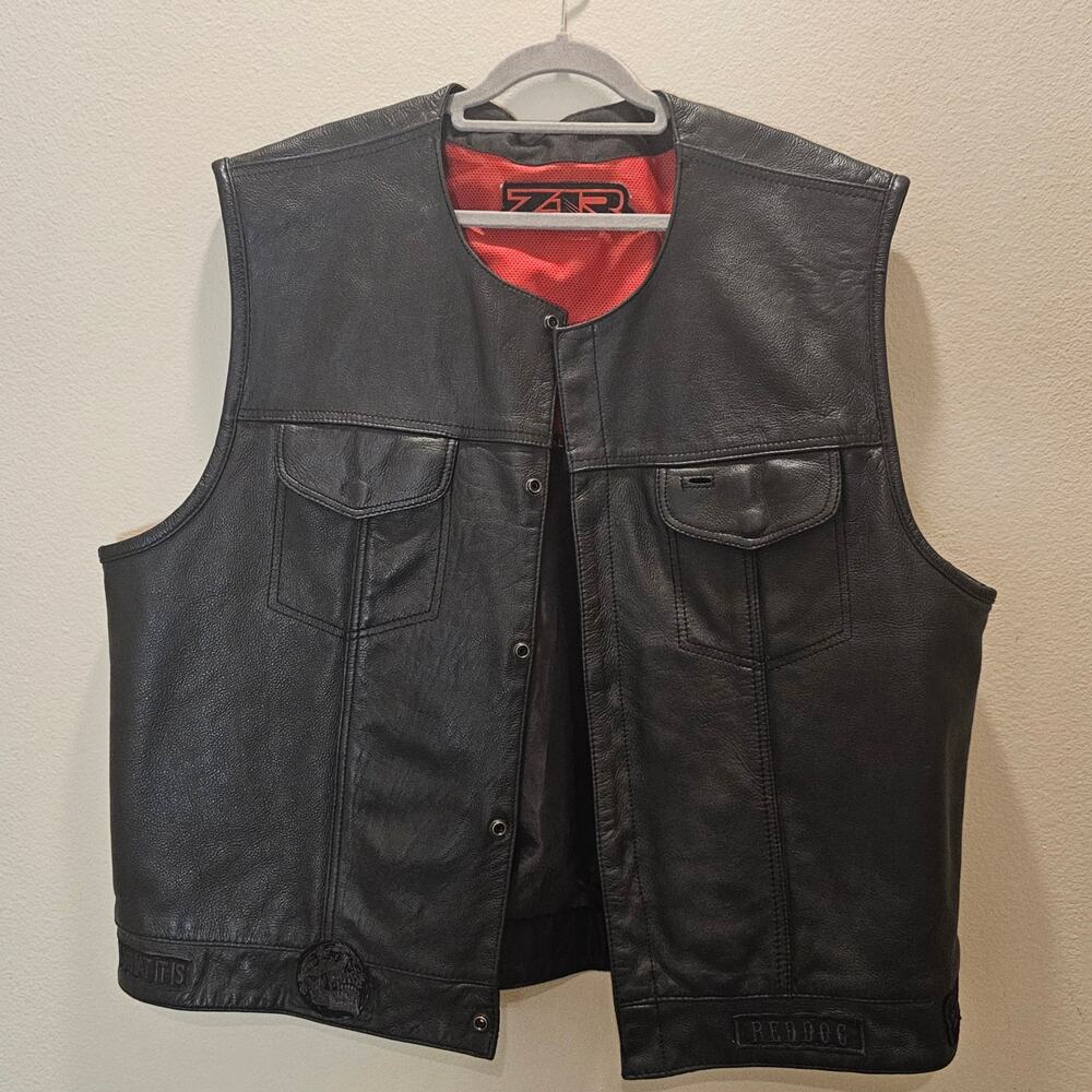 Z1R Reddog Black Leather Motorcycle Vest
